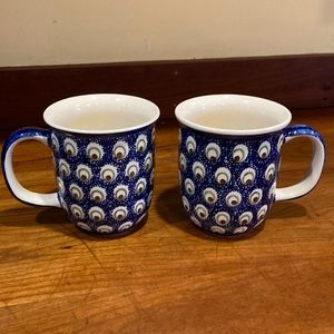 Pair of Polish Pottery Mugs